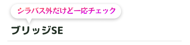 \シラバス外だけど一応チェック!/
ブリッジSE