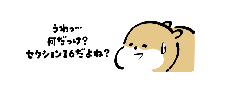 うわっ…
何だっけ?
セクション16だよね?